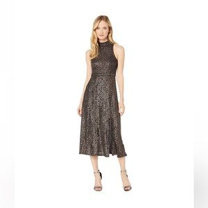 NWT Donna Morgan Mock Neck Metallic cocktail dress size 2